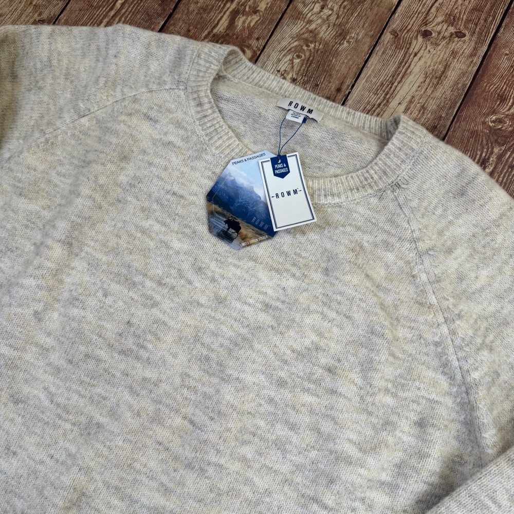 ROWM Peaks Passages Crewneck Sweater Mens XXL Beige Marled Knit Raglan NWT